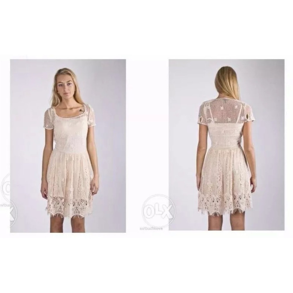 Massimo Dutti Cream and Pink Asymmetrical Tiered Sundress